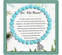 LQSCJS Beaded Bracelets for Women, farewell gifts, Lucky Charm Bracelet, amazonite beads ladybug, Healing Stone Jewelry Crystal Bracelet for Coworkers New Job Gifts Good Luck Bracelet, Baby blue