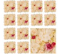 LQSYBHD 12Pcs 3D Rose Wall Mat Decorative Hydrangea Flower Panels Wall,13.8 x 13.8 Inch Artificial Flower Wall Panel Fake Silk Flower Backdrop for Home Wedding Party(Color:Champagne)