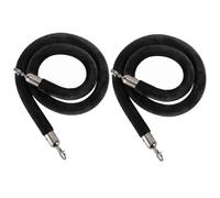 LQSYBHD 2 Pack Velvet Stanchion Rope Black With Silver/Gold Hooks,5 Ft Crowd Control Ropes,Velvet Stanchion Rope,Hanging VIP Rope,for Party Decoration(Size:6ft,Color:with Silver Hooks)
