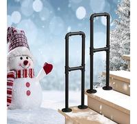 LQSYBHD 2pcs Added Bar Stair Handrails for Indoor Steps,Non- Slip Safety U-Shaped Corridor Railing,Outdoor Garden Terrace Decking Hand Rails Grab Bar,Concrete Wooden Steps Guardrail(Size:85cm/2.8 ft)