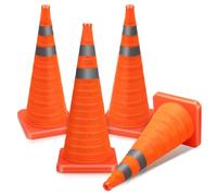 LQSYBHD 8-PCS Multi Purpose Pop-Up Cone Traffic Safety Cones with Reflective Collar Orange Cones Plastic PVC Heavy Duty Cones for Parking Lot Driving Training(Size:30x20x20cm,Color:4A)