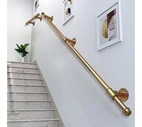 LQSYBHD Gold Stair Handrail Support Rod Kit,Metal Wrought Iron Round Pipe Staircase Railing,Wall Mount Indoor and Outdoor Non-Slip Step Corridor Safety Banister(Size:140cm/55.1in)