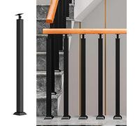 LQSYBHD Indoor Stair Handrail Black Metal Staircase Spindles Railing Post Stair Balusters With Adjustable Angle Bracket Deck Metal Balusters For Deck/Balcony/Stair/Indoor/Outdoor D(Size:A 85cm/33.5in)