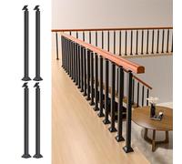 LQSYBHD Indoor Stair Railing Kits, Black Metal Baluster Posts with Screws Kit,270° Adjustable Railing Spindles for Steps Balconies Staircases Decks Patio Stairs Decor(Size:2.78ft/85cm,Color:4PACK)