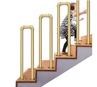 LQSYBHD Metal Railing Spindle Stair Balusters Posts,Stairs Banister Railing Spindle Post with Flat Adjustable 270° Angle Bracket,Banister Column for Decks Patio Gold(Size:65cm/2.1 ft)