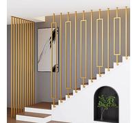 LQSYBHD Metal Spindles Deck Balusters,modern Style Square Tube Design Handrail,Gold Wrought Iron Decorative Railing,for Corridor Attic Porch Safety Hand Rail(Size:55cm/21.7inch)