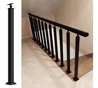 LQSYBHD Modern Square Stair Guardrail Spindles Post,Handrail Adjustable 270° Angle Bracket,Black Metal Banister Column for Indoor Outdoor Stairway Platform Support Pole(Size:65cm/25.6inch)