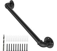 LQSYBHD Pipe Stair Handrail, Black Metal Staircase Handrail,Vintage Industrial Stairs Railing Wall Mounted Hand Rails, Safety Handle, Stair Baluster Grab Bars, Easy for Installation(Size:2ft / 60cm)