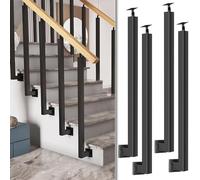 LQSYBHD Side Mount Stair Railing Post, Black Metal Baluster Spindles with 270° Adjustable Bracket for Indoor Stairs, Deck, Porch & Balcony Railing(Size:3.45ft/105cm,Color:4Pcs)