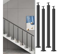 LQSYBHD Square Stair Baluster Posts- 270°Adjustable Metal Railing Spindles with Flat Bracket Base and Screws Kits, Iron Are Suitable for Deck, Balcony Indoor Outdoor Deco(Size:3.28ft/100cm,Color:4Pcs)