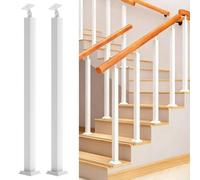 LQSYBHD Stair Balusters Iron White Square Stair Baluster Posts Stair Handrail Hand Metal Stair Balusters Post Stair Railing Handrail for Stairway Deck Yard Entryway(Size:95cm/37.4in,Color:white-2pcs)