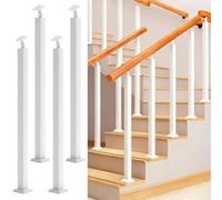 LQSYBHD Stair Balusters Iron White Square Stair Baluster Posts Stair Handrail Hand Metal Stair Balusters Post Stair Railing Handrail for Stairway Deck Yard Entryway(Size:95cm/37.4in,Color:white-4pcs)