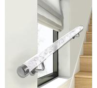 LQSYBHD Stair Handrail Complete Kit, 50-140cm Staircase Handrails, Clear Acrylic Handrail for Indoor Stairs, Transparent Crystal Stair Hand Rail with 2 Brackets (Size:2ft/60cm,Color:Silver Bracket)