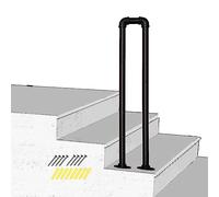 LQSYBHD Stair Railing, U-Shaped Hand Railing, Black Hand Rails for Indoor Stairs, Industrial Pipe Stair Handrail, Porch Railing, Staircase Handrails for Stairs Garden Loft Corridor I(Size:35cm/13.8in)