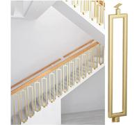 LQSYBHD Stairs Handrail Railing - Stairs Metal Balusters Side-Mounted, Single Rectangle Guardrail Railing, with Adjustable Bracket Spindle Post, for Interior Exterior Stai(Size:95cm/3.1ft,Color:Gold)