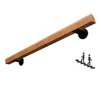 LQSYBHD Wooden Stairs Banister Handrail, Non Slip Stair Railings Support Rod, Wood Hand Railing with Bracket Stair Grab Bar Kit, Staircase Handrails with Grab Rail Complete(Size:80cm/2.6ft)
