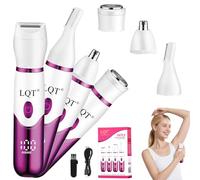 LQT Electric Bikini Trimmer for Women,Led Power Display Removal for Body Nose Hair Trimmer Face Shavers Eyebrow Legs Armpit Bikini Area Pubic Underarms Rechargeable Portable 4 in 1 Womens Razors Set