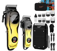 LQT Hair Clippers Men, Cordless Clippers for Men Haircut with LED Display, Gold Gradient Zero Gap Hair Trimmer, Type-C Rechargeable Trimmer, Barber Kit, Man's Gift Set