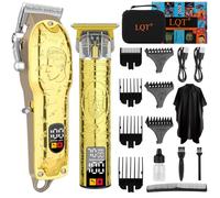 LQT Men’s Gold Hair Clippers, Cordless Professional Barber Clippers & Trimmers with LED Display, Long Runtime, Electric Grooming Kit for Haircuts & Beard Trimming,Gift for Husband, Father, Boyfriend