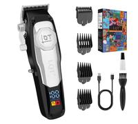 LQT Professional Hair Clipper for Men, Cordless Barber's Hair Clippers with LED Display Rechargeable Hair Gifts for Men Husband Father (Silver)