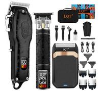LQT Professional Hair Clipper for Men - Cordless Electric Shaver, Beard Trimmer, Grooming Kit, Barber Stylist Tool & Mustache Cutting Set - Ideal Gift for Him (Black)