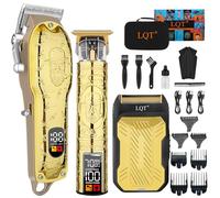 LQT Professional Hair Clippers Men, Gold Cordless Hair Trimmer Men, Barber Grooming Kit with Beard Trimmer and Electric Shaver, LED Display, Type-C Fast Charging