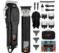 LQT Professional Hair Clippers Men, Mens Clippers and Trimmers Set, USB Rechargeable Cordless Hair Clippers for Hair Cutting, Electric T-Blade Hair Trimmer for Men with Package Box(Gray)