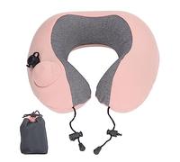 Lquminesque Travel Neck Pillow U Shaped Press Inflatable Head Rest Cushion, Self Inflating Neck Support Pillow with Adjustable Buckle, Soft Roman Cloth Cover for Airplane Car Travel