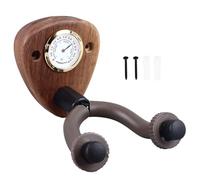 Lquminesque Wall Mounted Guitar Hanger with Hygrometer, Wood Anti Slip Guitar Hook for Guitar Violin Mandolin Bass, Multifunctional Display Holder with Humidity Monitor for Home (Dark Color)