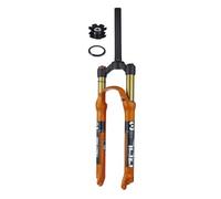 LQVAIPT 1~1/8'' Straight Tube MTB Bicycle Front Fork 26 27.5 29 Inch Ultra Light Mountain Bike Suspension Forks Travel 120mm QR 9 * 100mm Shoulder Line Control(Orange Manual,27.5inch)