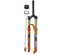 LQVAIPT 1~1/8'' Straight Tube MTB Bicycle Front Fork 26 27.5 29 Inch Ultra Light Mountain Bike Suspension Forks Travel 120mm QR 9 * 100mm Shoulder Line Control(Orange Remote,26inch)
