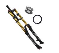 LQVAIPT 26 27.5 29 Inch Mountain Bike Air Suspension Fork Bicycle Front Forks 1~1/8" Straight Tapered Rebound Adjust QR 9mm*100mm Travel 130mm Disc Brake 75mm(Gold,26INCH)