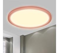 LQWELL® LED Ceiling Light, IP44 Waterproof Bathroom Lamp Round Flat 18W 3000K 1600LM Modern Simple Thin for Living Room Bedroom Kitchen Basement Office, 220 * 24mm (Pink)
