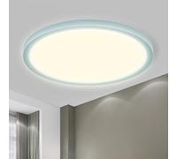 LQWELL® LED Ceiling Light, IP44 Waterproof Bathroom Lamp Round Flat 18W 4000K 1600LM Modern Simple Thin for Living Room Bedroom Kitchen Basement Office, 220 * 24mm (Blue)