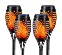 LQWELL® Solar Lights Solar Torch Light for Outdoor Garden 4 Pieces 12 LED Solar Lamp with Realistic Flame Effect IP65 Waterproof Garden Torches Solar Path Backyards Lawn Lighting