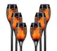 LQWELL Solar Torch Lights for Outdoor - 6 Pack, 12 LED Solar Lamp with Realistic Flame Effect, IP65 Waterproof Garden Torches