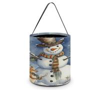 LQWOK Candy Basket, Winter Snowman Printed Candy Basket,trick Or Treat Handbag,portable Candy Basket, Winter Snowman, One Size
