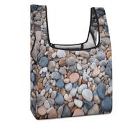 LQWOK Portable Shopping Bag, Beach Colored Pebbles Printed Shopping Bag,durable Shopping Bag,handheld Shopping Bag, Beach Colored Pebbles, One Size