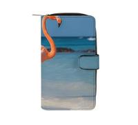 LQWOK Wallet, Beach Flamingo Printed Wallet,travel Wallet,durable Wallet,portable Wallet,universal Wallet,leather Wallet, Beach flamingo, 19.7x11x3.5cm, Modern