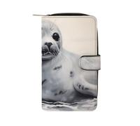 LQWOK Wallet, Harp Seal Painting Printed Wallet,travel Wallet,durable Wallet,portable Wallet,universal Wallet,leather Wallet, Harp Seal Painting, 19.7x11x3.5cm, Modern