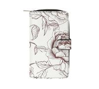 LQWOK Wallet, Line Floral Rose Flowers Printed Wallet,travel Wallet,durable Wallet,portable Wallet,universal Wallet,leather Wallet, Line Floral Rose Flowers, 19.7x11x3.5cm, Modern