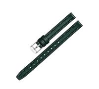 LQXHZ 10mm 12mm 14mm Quick Release Silicone + Genuine Leather Watch Strap Compatible With Fossil DW Women Waterproof WatchBand(Dark green,14mm)