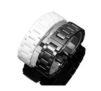 LQXHZ 14mm 16mm 18mm 20mm 22mm Silver Depolyment Watch Buckle And White Ceramics Watch Bands Men Women Strap Bracelets(Black,15mm)