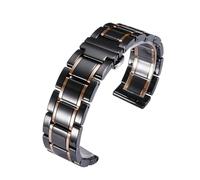 LQXHZ 16 18 20 22 24mm Quick Release Ceramics Stainless Steel Watch Band For Men Women Strap(Black rose gold,24mm)