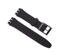 LQXHZ 16mm 17mm 19mm 20mm Soft Silicone Watch Bracelet Compatible With Swatch Colorful Transparent Watchbands Strap Men's Women Replacement(Black,16mm)