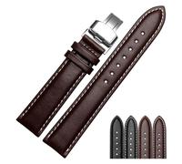 LQXHZ 18mm 20mm 21mm 22mm Watchband Genuine Leather Watch Strap Men And Women's Bracelet(Black white line,18mm rosegold buckle)
