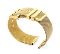 LQXHZ 18mm 20mm 22mm 24mm Metal Bracelet 0.4mm Mesh Watchband Stainless Steel Strap Pin Buckle Milanese Watch Band Compatible With Omega Seamaster(Gold,18mm)