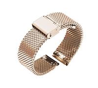 LQXHZ 18mm 20mm 22mm 24mm Milanese Watchband Quick Release Watch Band Mesh Stainless Steel Strap Wrist Belt Bracelet Zwart(Rose red gold,18mm)