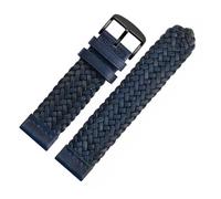 LQXHZ 20mm 22mm 24mm Genuine Leather Braided Watch Strap Men Women Universal Quick Release Cowhide Wrist Band Bracelet Accessories(Blue black buckle,22mm)