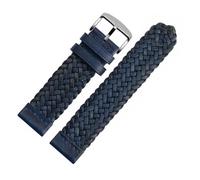 LQXHZ 20mm 22mm 24mm Genuine Leather Braided Watch Strap Men Women Universal Quick Release Cowhide Wrist Band Bracelet Accessories(Blue silver buckle,20mm)